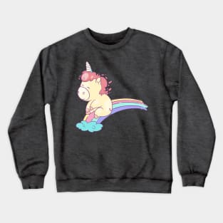 Chubby Unicorn - Sliding down the rainbow Crewneck Sweatshirt